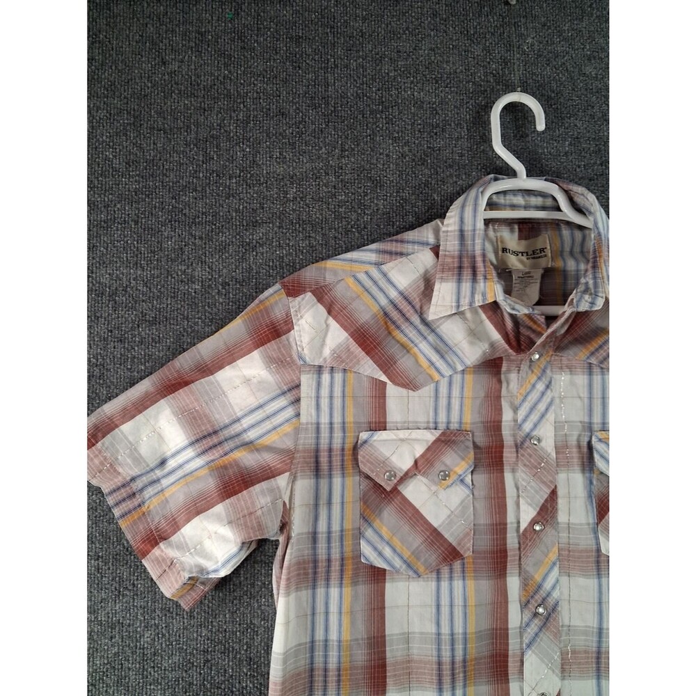 Rustler By Wrangler Pearl Snap Shirt Mens Large Short Sleeve Metallic Thread